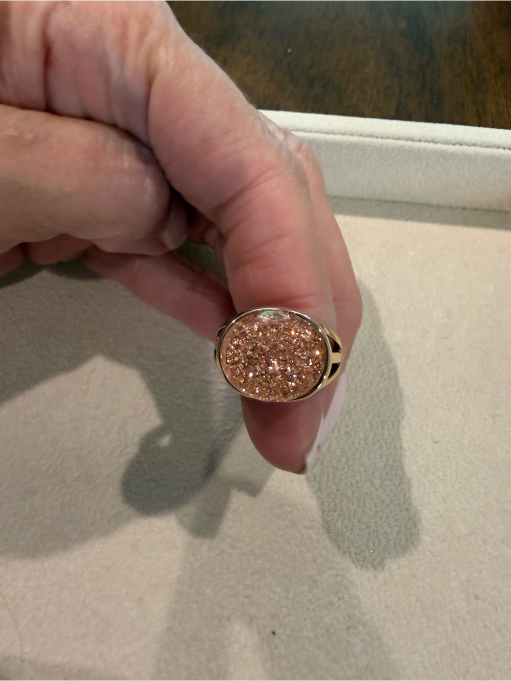 Rose Gold-Tone Druzy Ring